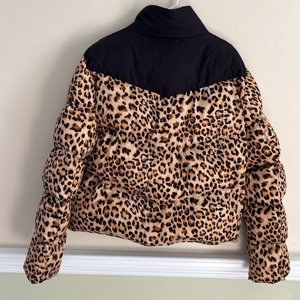 ASOS Leopard &  Black Panel Puffer Quilted Animal Print Jacket L NWOT - Picture 6 of 13